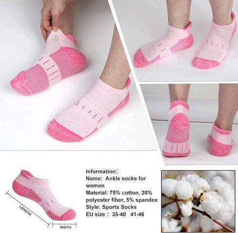 YOJOOM Women Ankle Compression Socks Athletic Running Low Cut Walking Socks for Women Cushioned 5 Pairs in Saudi Arabia