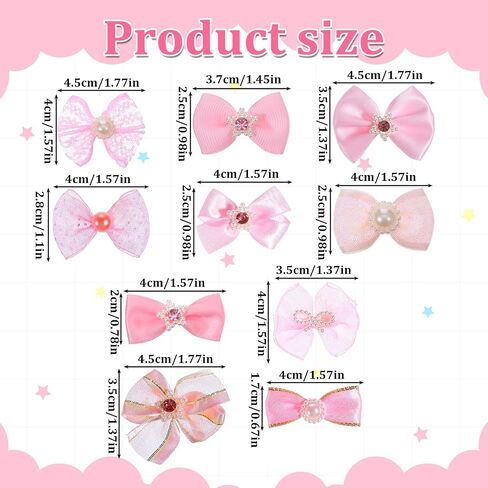 Dog Bows, 20 Pcs Cute Dog Hair Bows with Rubber Bands Pink Dogs Accessories Mix Style Lace Rhinestone Pearls Puppy Bow for Furry Cat Puppy Pet in Saudi Arabia