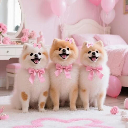 Dog Bows, 20 Pcs Cute Dog Hair Bows with Rubber Bands Pink Dogs Accessories Mix Style Lace Rhinestone Pearls Puppy Bow for Furry Cat Puppy Pet in Saudi Arabia