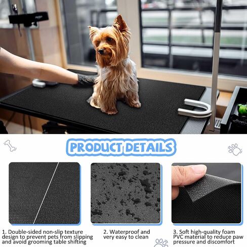 Nuanchu Dog Grooming Table Mat Pad, Non Slip Black Foam PVC Surface, 35.43 x 23.62 Inch, Ideal for Home Pet Grooming, Easy to Clean and Durable Pet Table Mat for Home Use in Saudi Arabia
