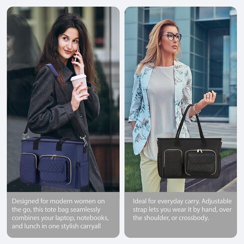 Women Laptop حقيبة مع مقصورة غداء معزولة ، حقيبة كمبيوتر عمل 15.6 '' المعلمين ، حقيبة كتف كبيرة مقاومة للماء مع جيوب متعددة للمكتب/الكلية/السفر الأسود in Kuwait