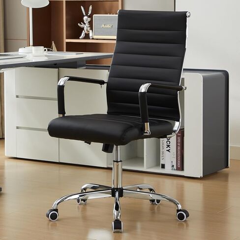 Office Desk Chair Leather, Conference Room Chairs with Wheels, Modern Executive Computer Guest Chairs with Arms. in Saudi Arabia