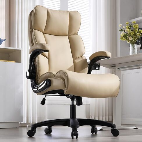 Big and Tall Office Chair 500lbs Wide Seat Executive Office Desk Chair High-Back Office Task Chair with Foot Rest, Ergonomic Lumbar Support Computer Office Chairs for Heavy People(Brown) in Saudi Arabia