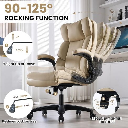 Big and Tall Office Chair 500lbs Wide Seat Executive Office Desk Chair High-Back Office Task Chair with Foot Rest, Ergonomic Lumbar Support Computer Office Chairs for Heavy People(Brown) in Saudi Arabia