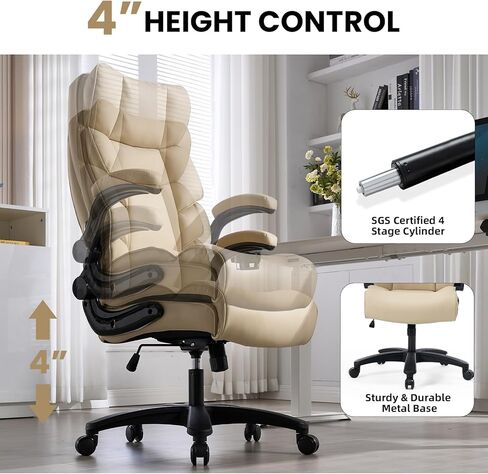 Big and Tall Office Chair 500lbs Wide Seat Executive Office Desk Chair High-Back Office Task Chair with Foot Rest, Ergonomic Lumbar Support Computer Office Chairs for Heavy People(Brown) in Saudi Arabia