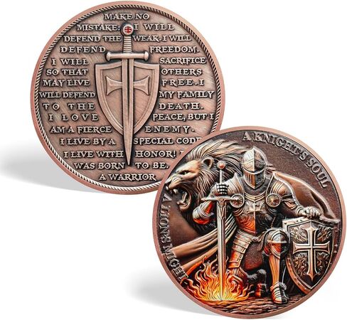 Armor of God Christian Challenge Coin, Knights Templar and Lion of Judah Challenge Coins, Inspirational Religious Gifts, Faith Based Commemorative Token, Spiritual Warrior Medallion in Saudi Arabia