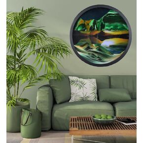 oneshow 17.3 في تحريك جدار الصورة الرملية المعلقة ، حركة سائل فني ثلاثي الأبعاد 360 درجة ، للتأمل ، ديكور المنزل ، هدايا عيد ميلاد الزجاج المزاجي للبالغين (الأزرق-17.3 بوصة) in Kuwait