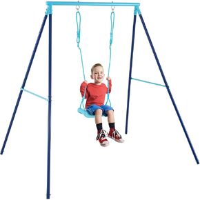 مجموعات أرجوحة Costzon لـ Backyard ، جميعها إطار حافلة Swing Weather مع مقعد أرجوحة قابل للتعديل ، حصص أرضية ، أرجوحة الأطفال في ملعب حديقة داخلي داخلي (أزرق+البحرية) in Kuwait