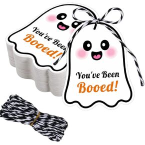 80 PCS Halloween Tags with String ، لقد تم Booed Gifts Tag ، علامات Happy Halloween for Goodie Ghost Boo Gifts for Presents Party Form in Kuwait