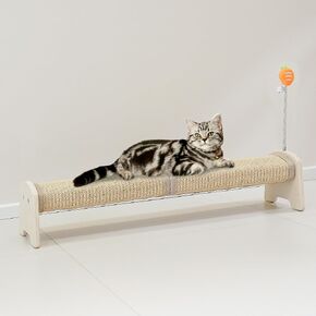 Meeyoview 30" Horizontal Scratching Post, Sisal Cat Scratcher with Spring Toy, Large Floor Mount Scratching Pad, Furniture Protector for Indoor Cats, Square in Saudi Arabia
