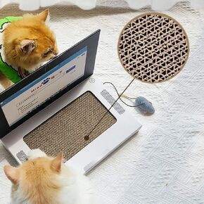 Cardboard Cat Scratcher,Laptop Scratcher Cat Toy with Interactive Mouse Cat Teaser,Laptop Cat Toy,Foldable Corrugated Cardboard Cat Scratching Board in Saudi Arabia