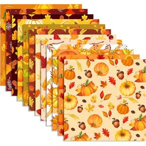24 Sheets Fall Scrapbook Paper 11.8'' x 11.8'' Autumn Pattern Paper Pack Fall Maple Leaves, Pumpkin, Turkeys Patterned Double-Sided Scrapbook Papers for Thanksgiving Harvest DIY Decorative Background in Kuwait