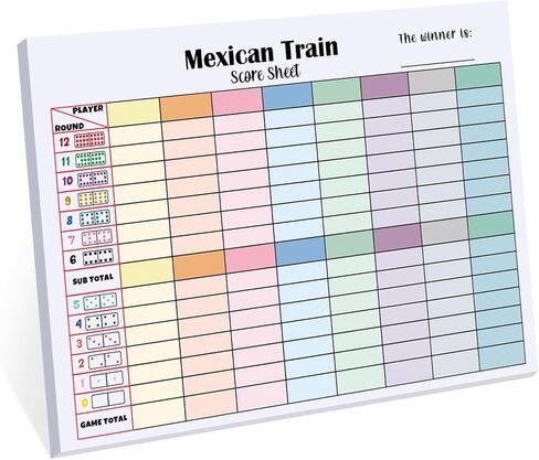 2 Pack 120 Sheets Mexican Train Score Pads Colorful Chicken Foot Dominoes Game Scorepad Adult Mexican Train Score Sheet Scoreboard Paper Record Clearly for Family Game (6.7 x 5 Inches) in Saudi Arabia