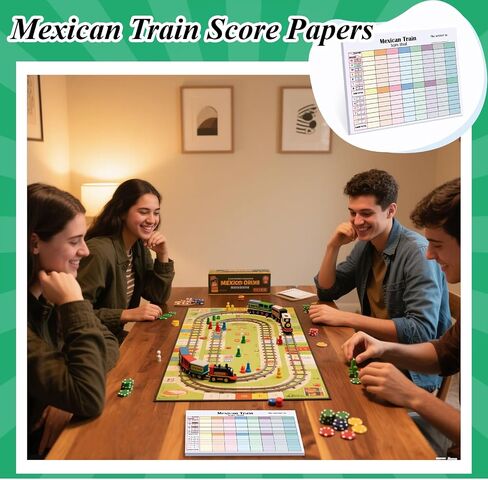2 Pack 120 Sheets Mexican Train Score Pads Colorful Chicken Foot Dominoes Game Scorepad Adult Mexican Train Score Sheet Scoreboard Paper Record Clearly for Family Game (6.7 x 5 Inches) in Saudi Arabia