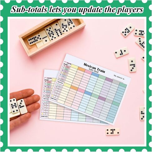 2 Pack 120 Sheets Mexican Train Score Pads Colorful Chicken Foot Dominoes Game Scorepad Adult Mexican Train Score Sheet Scoreboard Paper Record Clearly for Family Game (6.7 x 5 Inches) in Saudi Arabia