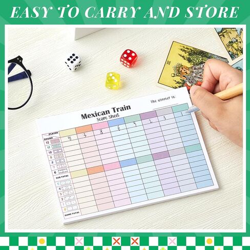 2 Pack 120 Sheets Mexican Train Score Pads Colorful Chicken Foot Dominoes Game Scorepad Adult Mexican Train Score Sheet Scoreboard Paper Record Clearly for Family Game (6.7 x 5 Inches) in Saudi Arabia