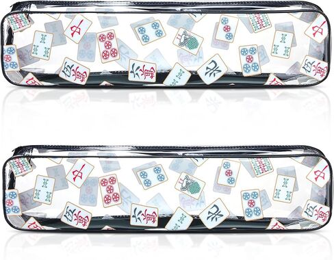 2 PCS Mahjong Tile Bag رفوف Mahjong للبلاط والدفع مقاوم للبلاط مقاوم للماء PVC Clear Mah Jong Gifts ، حقيبة فارغة فقط ، 20 × 4.5 × 2.5 (النمط الكلاسيكي) in Saudi Arabia
