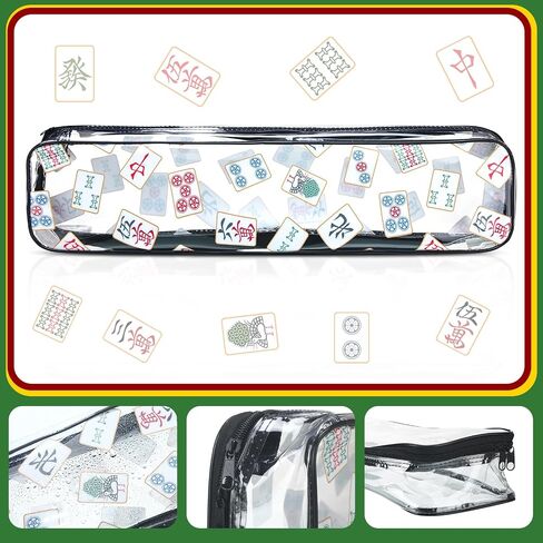 2 PCS Mahjong Tile Bag رفوف Mahjong للبلاط والدفع مقاوم للبلاط مقاوم للماء PVC Clear Mah Jong Gifts ، حقيبة فارغة فقط ، 20 × 4.5 × 2.5 (النمط الكلاسيكي) in Saudi Arabia