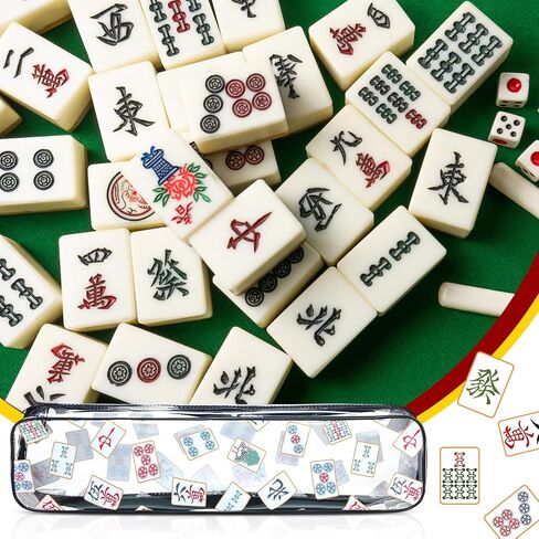 2 PCS Mahjong Tile Bag رفوف Mahjong للبلاط والدفع مقاوم للبلاط مقاوم للماء PVC Clear Mah Jong Gifts ، حقيبة فارغة فقط ، 20 × 4.5 × 2.5 (النمط الكلاسيكي) in Saudi Arabia