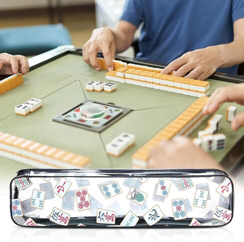 2 PCS Mahjong Tile Bag رفوف Mahjong للبلاط والدفع مقاوم للبلاط مقاوم للماء PVC Clear Mah Jong Gifts ، حقيبة فارغة فقط ، 20 × 4.5 × 2.5 (النمط الكلاسيكي) in Saudi Arabia