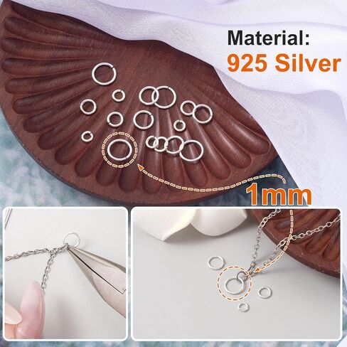 16 pcs 3/4/5/6mm حلقة قفزة مفتوحة للمجوهرات ، 925 حلقات مفتاح الفضة الاسترليني ، سحر قلادة صغيرة موصل مفتوحة لصنع مجوهرات حفل زفاف in Saudi Arabia