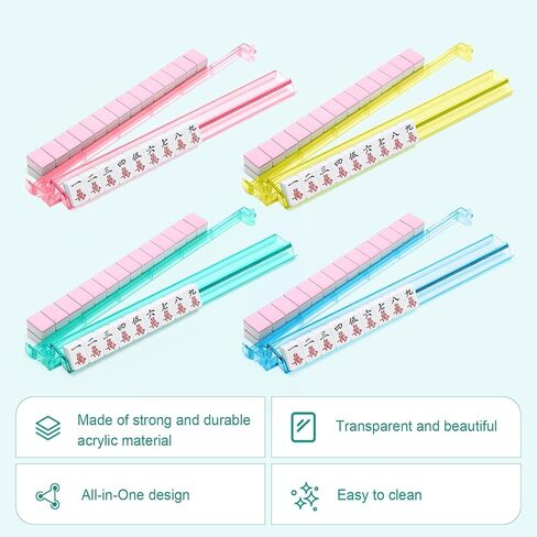 Mahjong Racks with Pushers 4PCS Set Majiang Tile Holder Acrylic Mahjong Racks Accessories and Gifts(White) in Kuwait