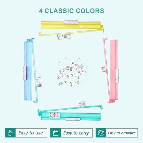 Mahjong Racks with Pushers 4PCS Set Majiang Tile Holder Acrylic Mahjong Racks Accessories and Gifts(White) in Kuwait