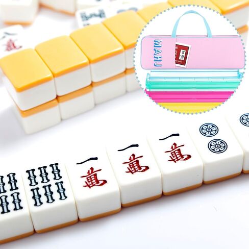 حقيبة رف Mahjong Mahjong لتخزين لعبة Mahjong 21 × 6.5 × 2 بوصات حقيبة بلاط Mah Jong مع سحاب للبلاط ودافعات تخزين رف تحمل أكياس الهدايا (الأزرق الفاتح) in Kuwait