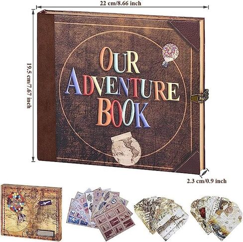 كتابنا Hardcover Book Adventure Scrapbook - 144 صفحة ، 5.1 × 7 بوصات ، كتاب صور غلاف منقوش قسط. الحفاظ على ألبوم صور الذكريات للسفر ، الذكرى السنوية ، حفلات الزفاف ، معالم الأطفال (مغامرتي) in Kuwait