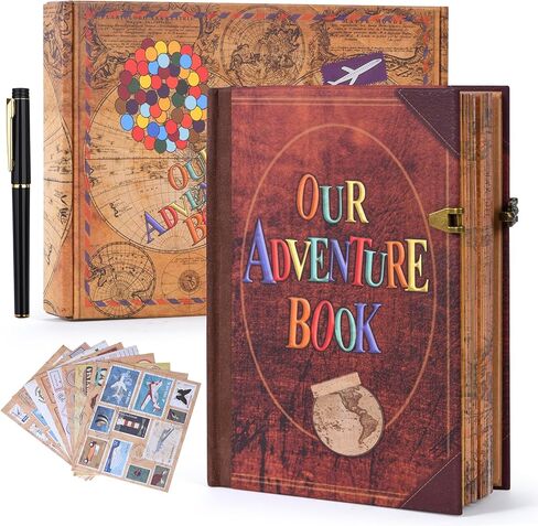 كتابنا Hardcover Book Adventure Scrapbook - 144 صفحة ، 5.1 × 7 بوصات ، كتاب صور غلاف منقوش قسط. الحفاظ على ألبوم صور الذكريات للسفر ، الذكرى السنوية ، حفلات الزفاف ، معالم الأطفال (مغامرتي) in Kuwait