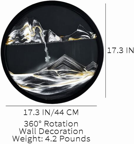 Oneshow 17.3 in Moving Sand Art Picture Wall Hanging, 3D Sand Art Liquid Motion 360° Rotating,for Meditation, Home Office Decoration Relax Mood Glass Craft Birthday Gifts for Adults (Blue-17.3 in) in Kuwait