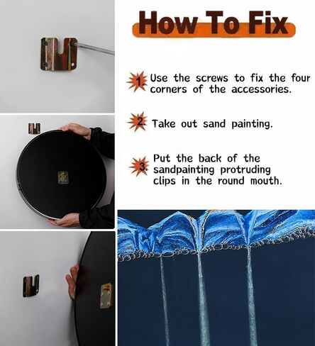 oneshow 17.3 في تحريك جدار الصورة الرملية المعلقة ، حركة سائل فني ثلاثي الأبعاد 360 درجة ، للتأمل ، ديكور المنزل ، هدايا عيد ميلاد الزجاج المزاجي للبالغين (الأزرق-17.3 بوصة) in Kuwait