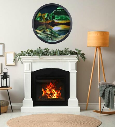 oneshow 17.3 في تحريك جدار الصورة الرملية المعلقة ، حركة سائل فني ثلاثي الأبعاد 360 درجة ، للتأمل ، ديكور المنزل ، هدايا عيد ميلاد الزجاج المزاجي للبالغين (الأزرق-17.3 بوصة) in Kuwait