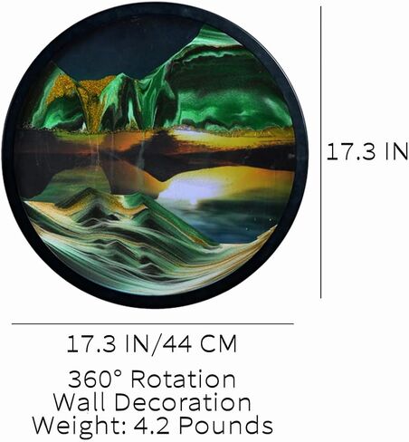 oneshow 17.3 في تحريك جدار الصورة الرملية المعلقة ، حركة سائل فني ثلاثي الأبعاد 360 درجة ، للتأمل ، ديكور المنزل ، هدايا عيد ميلاد الزجاج المزاجي للبالغين (الأزرق-17.3 بوصة) in Kuwait