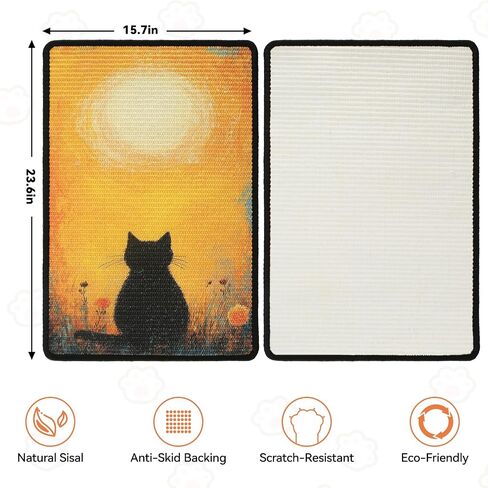 حصيرة خدش Cat ، 23.6 × 15.7 '' وسادة خدش قطة سيزال كبيرة مع دعم غير انزلاق ، حصيرة خدش القط للأرضية والجدار والأريكة والأثاث ((yellowsilence) in Kuwait