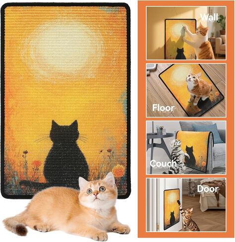 حصيرة خدش Cat ، 23.6 × 15.7 '' وسادة خدش قطة سيزال كبيرة مع دعم غير انزلاق ، حصيرة خدش القط للأرضية والجدار والأريكة والأثاث ((yellowsilence) in Kuwait