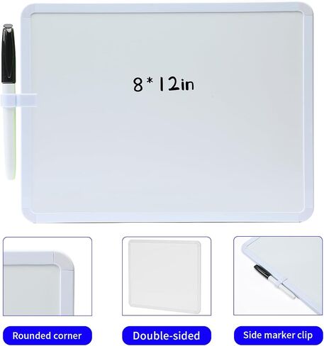 MXG Modern Color Frame Double-Sided whiteboard, Writing Board, 8 inches * 12 inches, Including 1 Pen, 2 Magnets, 1 Eraser, and 1 Buckle, Used for to-do Lists in The Office, Home, and School (White) in Saudi Arabia