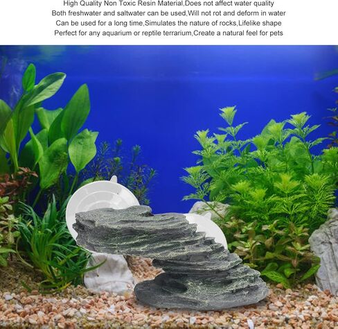 منصة تسلق السلحفاة Yuyte الزواحف المنحدر راتنجات الرصيف لسلاحف السحالي مع كأس الشفط LifeLike Rock Rock Ornament in Saudi Arabia