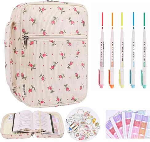 Bible Cover Case for Women with Study Supplies,Corduroy Check Bible Carrying Case with Study Accessories,Bible Study Kit Bible Journaling Supplies,Birthday Christian Gifts for Women(M) in Kuwait
