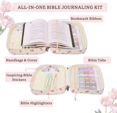 Bible Cover Case for Women with Study Supplies,Corduroy Check Bible Carrying Case with Study Accessories,Bible Study Kit Bible Journaling Supplies,Birthday Christian Gifts for Women(M) in Kuwait