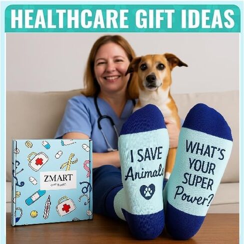 Zmart Unisex Veterinary Socks VET Socks Veterinarian Socks, Veterinary Technician Gifts Future Veterinarian Gifts Pet Doctor Gifts Dogtor Gifts, Veterinarian Blue, M in Saudi Arabia