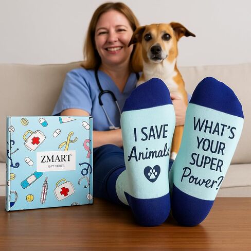 Zmart Unisex Veterinary Socks VET Socks Veterinarian Socks, Veterinary Technician Gifts Future Veterinarian Gifts Pet Doctor Gifts Dogtor Gifts, Veterinarian Blue, M in Saudi Arabia
