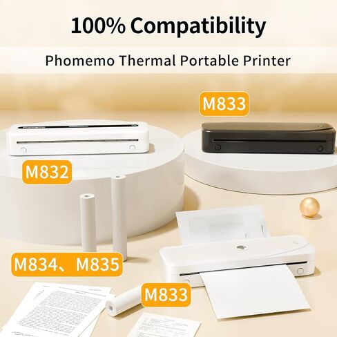 الورق الحراري phomemo ， 3 "الورق الحراري لـ M832 M833 M836 M835 M834 طابعة حرارية ، مستندات ، ملاحظات ، 80 مم × 6.5 م in Saudi Arabia