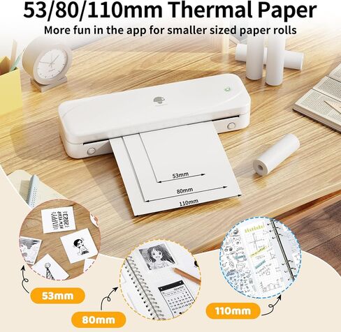 الورق الحراري phomemo ， 3 "الورق الحراري لـ M832 M833 M836 M835 M834 طابعة حرارية ، مستندات ، ملاحظات ، 80 مم × 6.5 م in Saudi Arabia