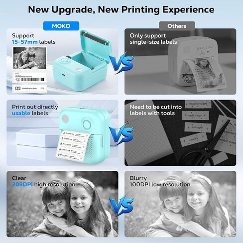 MoKo Label Marker Machine with 3 Rolls Paper, Bluetooth Mini Label Printer with Multiple Templates for Phones, Mini Sticker Printer for Home, Office, Organization, Small Business, Blue in Saudi Arabia