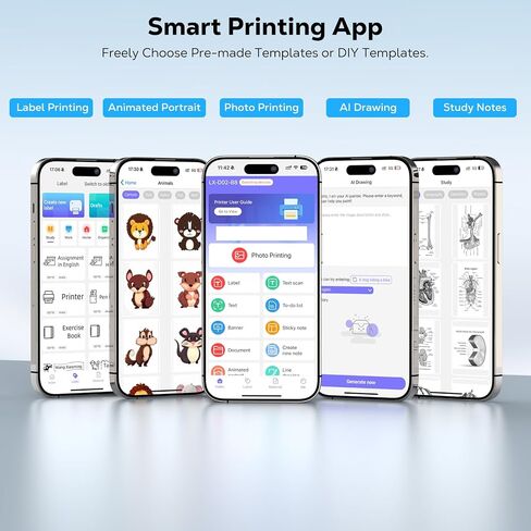 MoKo Label Marker Machine with 3 Rolls Paper, Bluetooth Mini Label Printer with Multiple Templates for Phones, Mini Sticker Printer for Home, Office, Organization, Small Business, Blue in Saudi Arabia