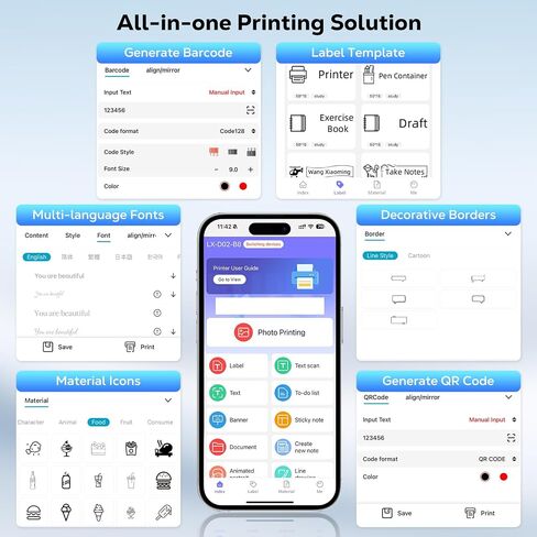 MoKo Label Marker Machine with 3 Rolls Paper, Bluetooth Mini Label Printer with Multiple Templates for Phones, Mini Sticker Printer for Home, Office, Organization, Small Business, Blue in Saudi Arabia