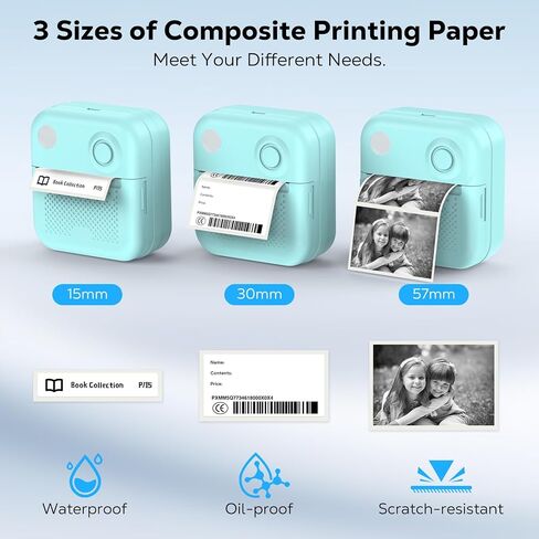 MoKo Label Marker Machine with 3 Rolls Paper, Bluetooth Mini Label Printer with Multiple Templates for Phones, Mini Sticker Printer for Home, Office, Organization, Small Business, Blue in Saudi Arabia