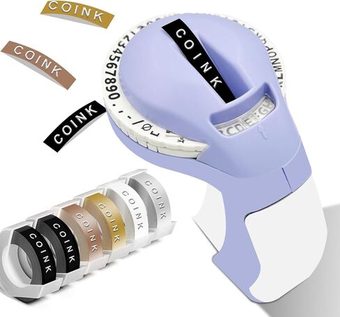 آلة صانع الملصقات المنقوشة مع أشرطة ، كاتب صانع الملصقات المحمولة ، صانع الملصقات المصغرة مع 6 أشرطة ملصقات للمنزل ، ومكتب DIY وصياغة (أرجوانية) in Kuwait