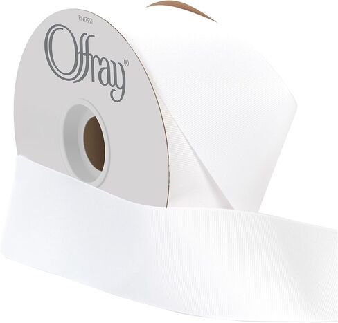 Berwick Offray 602270a 3 "شريط Grosgrain على نطاق واسع للديكور ، غلاف الهدايا ، والحرف ، التخزين المؤقت 50 ياردة ، أبيض in Saudi Arabia